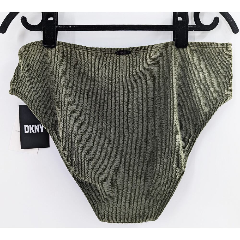 DKNY Swim Textured Bikini Bottoms High Waist Green XL - Picture 7 of 12